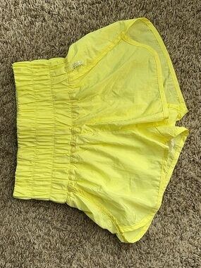 Free People FP Movement Bright Yellow Smocked Waist Lightweight Shorts